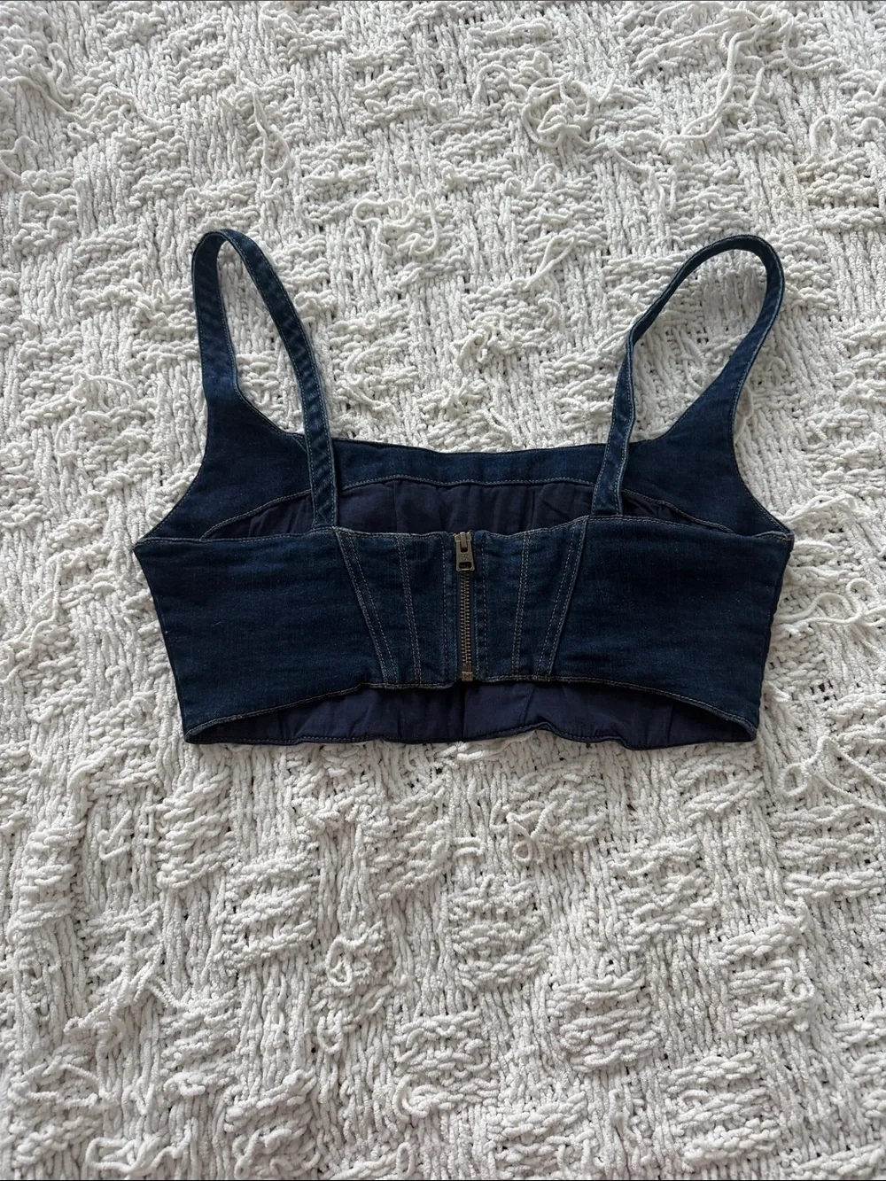 Banana Republic Denim Cropped Tank with Contrast Stitching XR - Picture 2 of 2